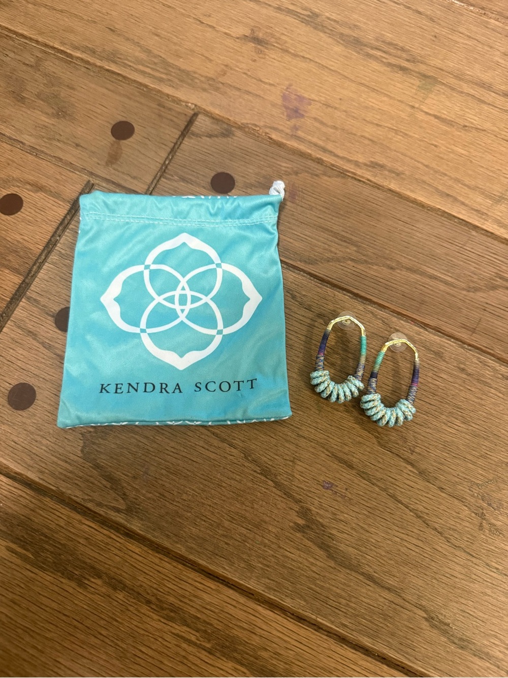 Kendra Scott Turquoise and Gold Masie open frame Earrings